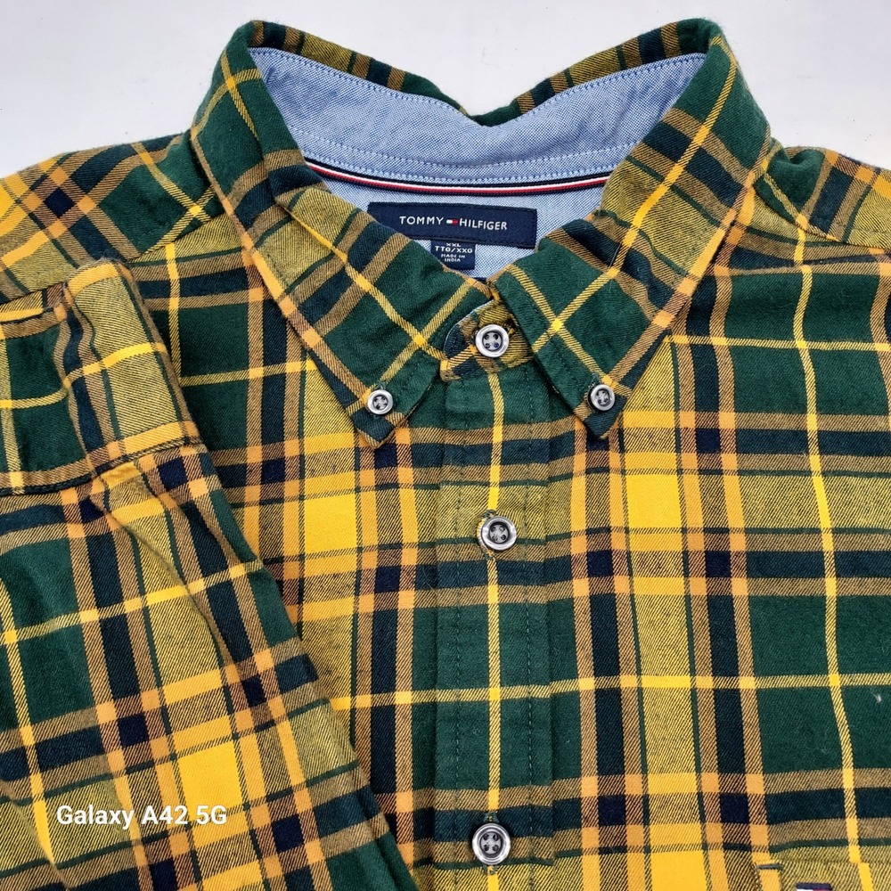 Tommy Hilfiger Men's Plaid Flannel Classic Fit Long Sleeve Button Down Shirt XXL